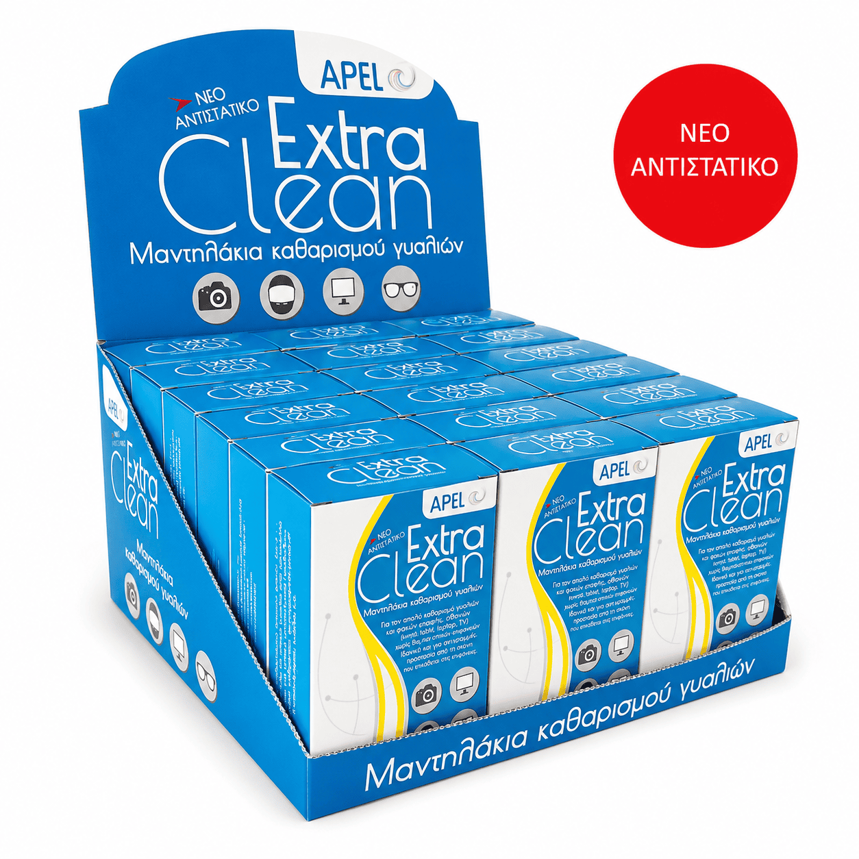 Extra Clean Αντιστατικά Μαντηλάκια Καθαρισμού Γυαλιών 180τεμ.