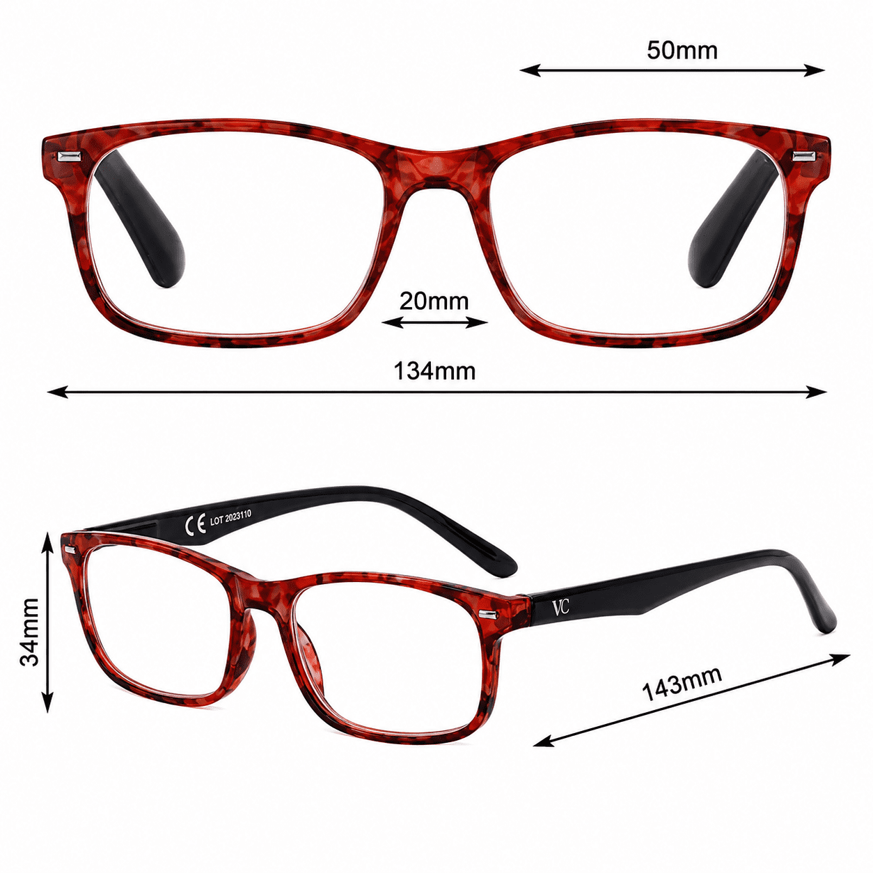 Γυαλιά διαβάσματος Visual Care - VC3006 Κόκκινο-Μαύρο - Image 4
