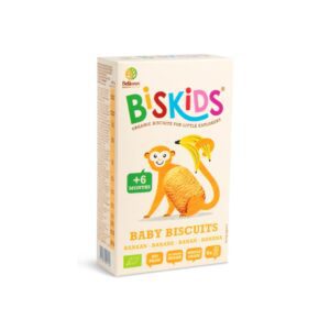 Biskids Βιολογικά Μπισκότα ολικής άλεσης με γεύση μπανάνα για μωρά 6+ μηνών (6 τμχ), 120g