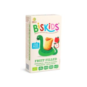 Biskids Βιολογικά Μπισκότα ολικής άλεσης γεμιστό με μήλο για βρέφη 36+ μηνών (6 τμχ), 120g
