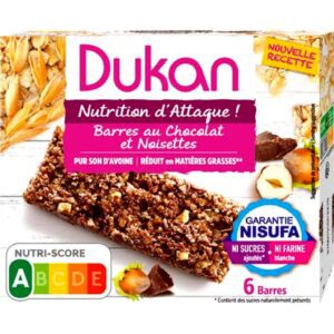 DUKAN Μπάρες Βρώμης με φουντούκι & σοκολάτα (6 τμχ), 150g