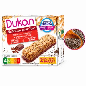 DUKAN Μπάρες Βρώμης με σπόρους chia & επικάλυψη σοκολάτας (4 τμχ), 110g
