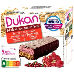 DUKAN Μπάρες Βρώμης με κόκκινα φρούτα & επικάλυψη σοκολάτας (4 τμχ), 120g