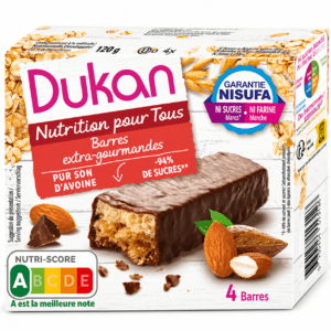 DUKAN Μπάρες Βρώμης με επικάλυψη μαύρης σοκολάτας & γεύση πικραμύγδαλο (4τμχ) 120g